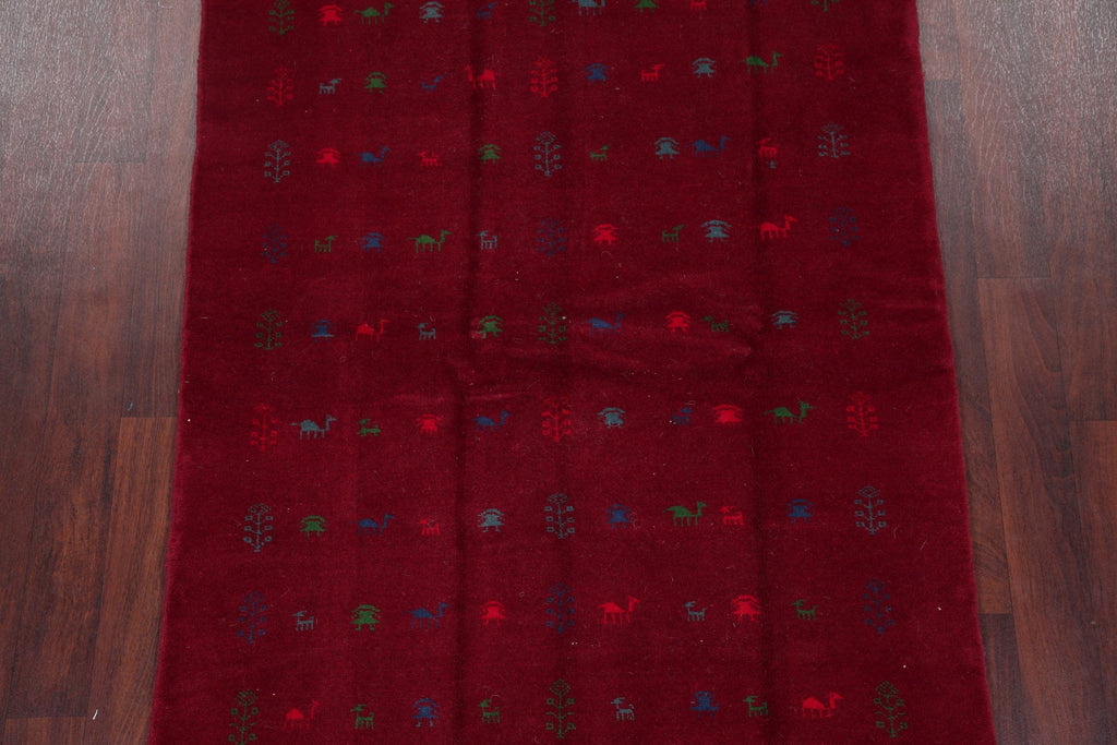 Tribal Red Gabbeh Shiraz Persian Wool Rug 4x7