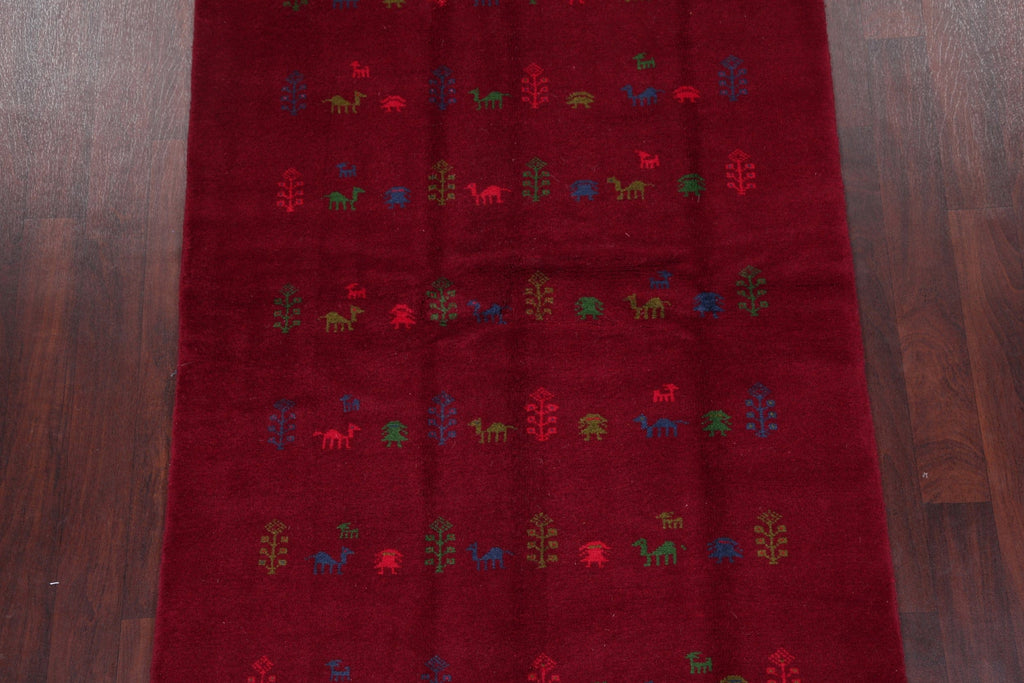 Tribal Red Gabbeh Shiraz Persian Wool Rug 4x6