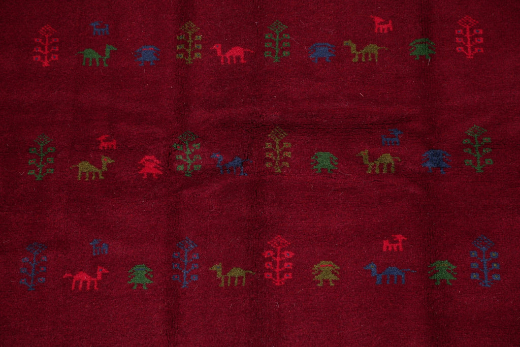 Tribal Red Gabbeh Shiraz Persian Wool Rug 4x6