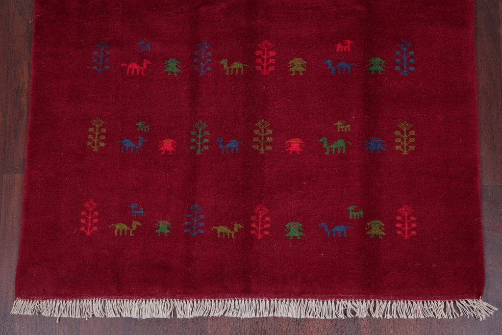 Tribal Red Gabbeh Shiraz Persian Wool Rug 4x6