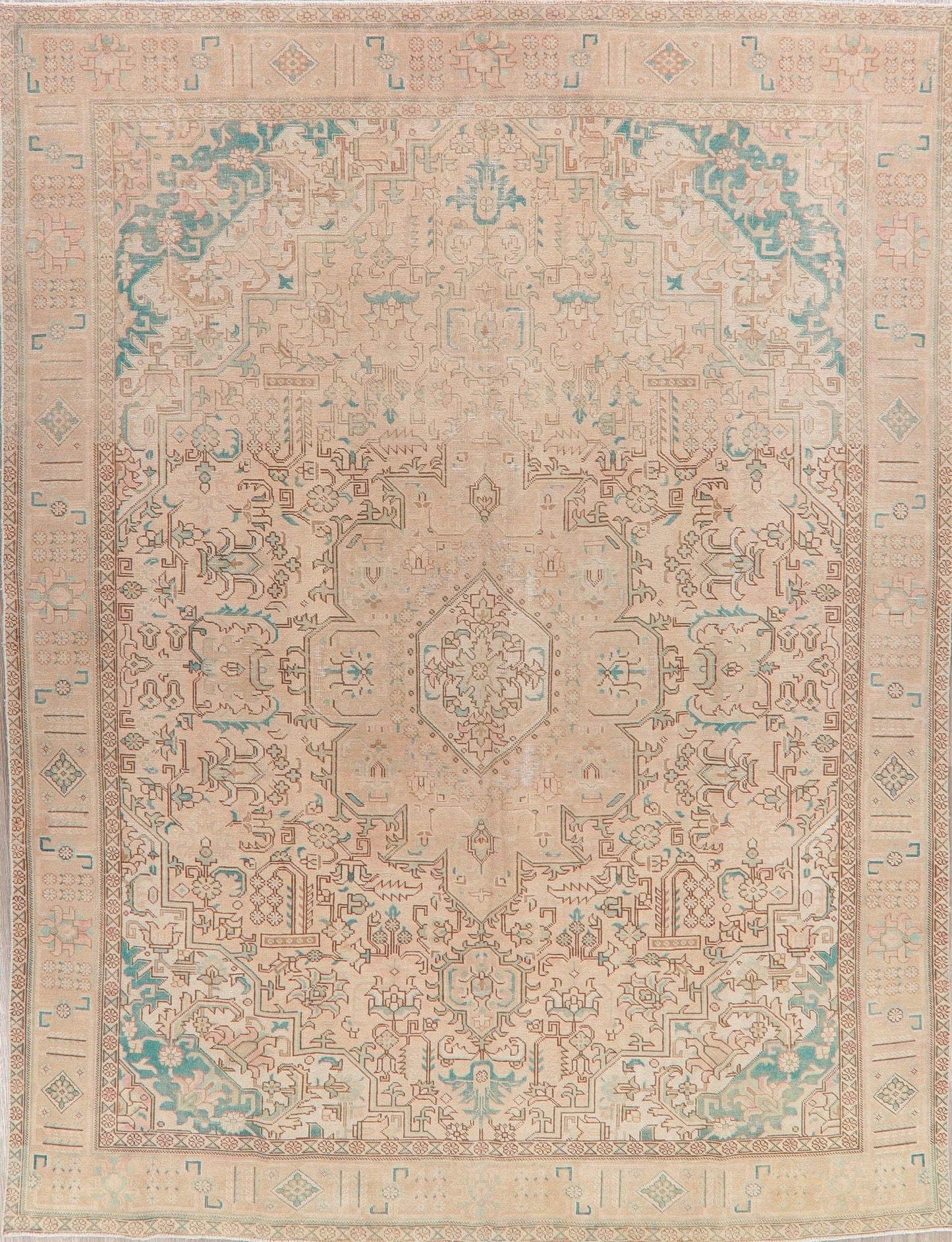 Tabriz Muted Distressed Persian Area Rug 9x12