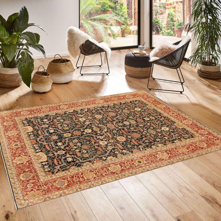 Turkish Ferehan Collection Hand-Knotted Lamb's Wool Area Rug- 9' 1" X 12' 2"