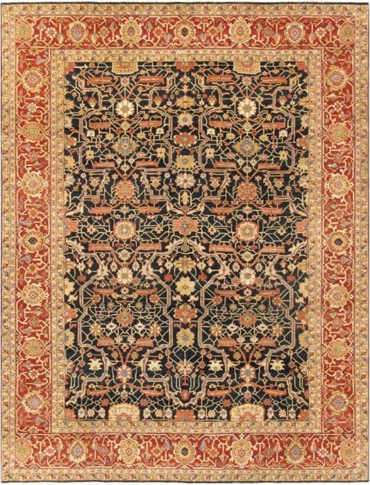 Turkish Ferehan Collection Hand-Knotted Lamb's Wool Area Rug- 9' 1" X 12' 2"