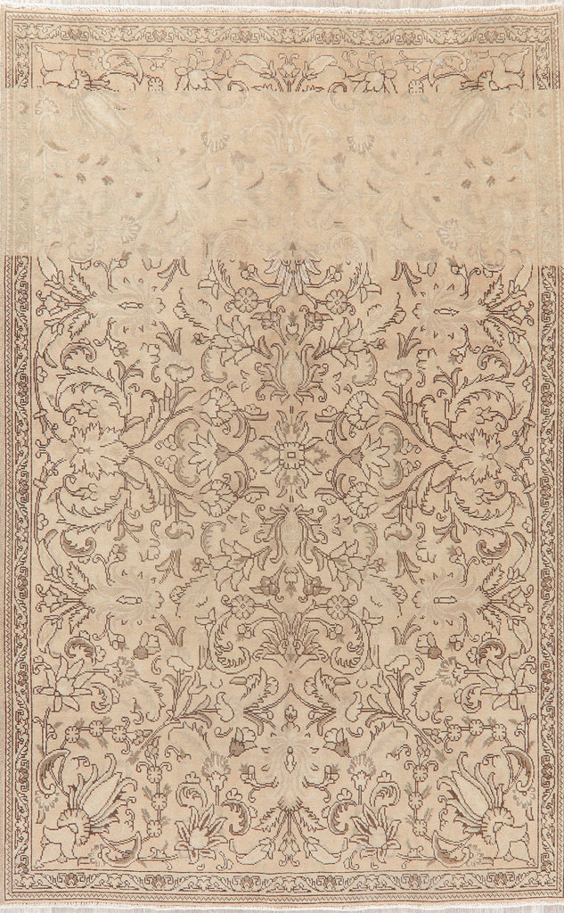 Floral Tabriz Muted Distressed Persian Area Rug 6x9