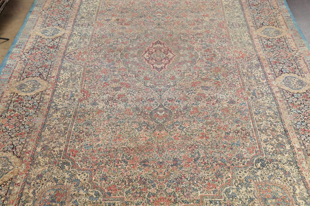 Antique Vegetable Dye Kerman Persian Wool Rug 16x27