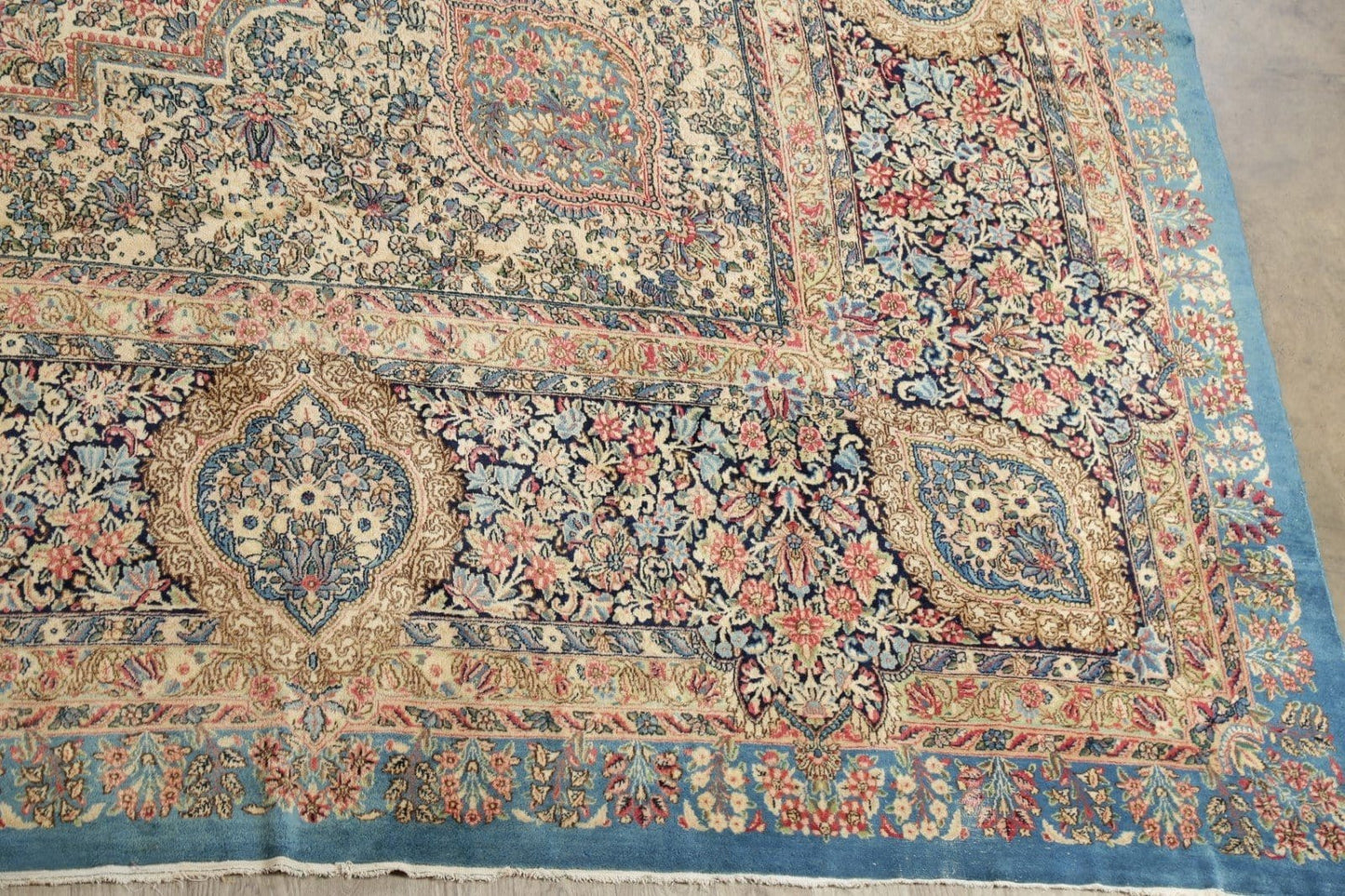 Antique Vegetable Dye Kerman Persian Wool Rug 16x27