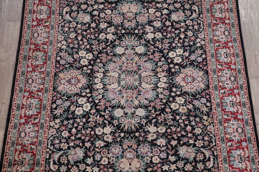 Black Wool Floral Aubusson Oriental Area Rug 6x9