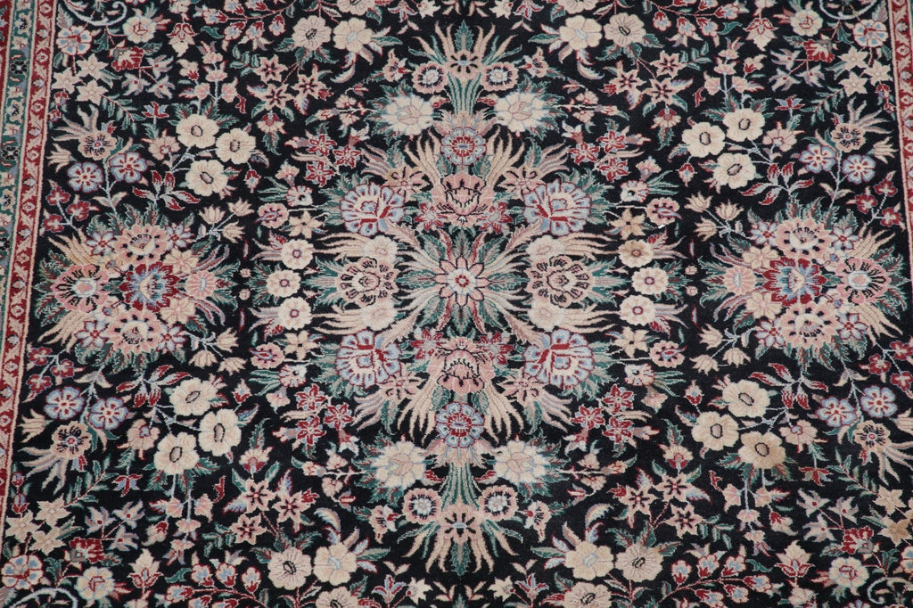 Black Wool Floral Aubusson Oriental Area Rug 6x9