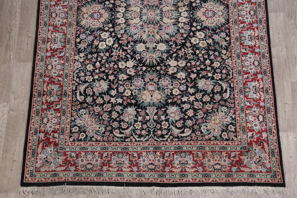 Black Wool Floral Aubusson Oriental Area Rug 6x9