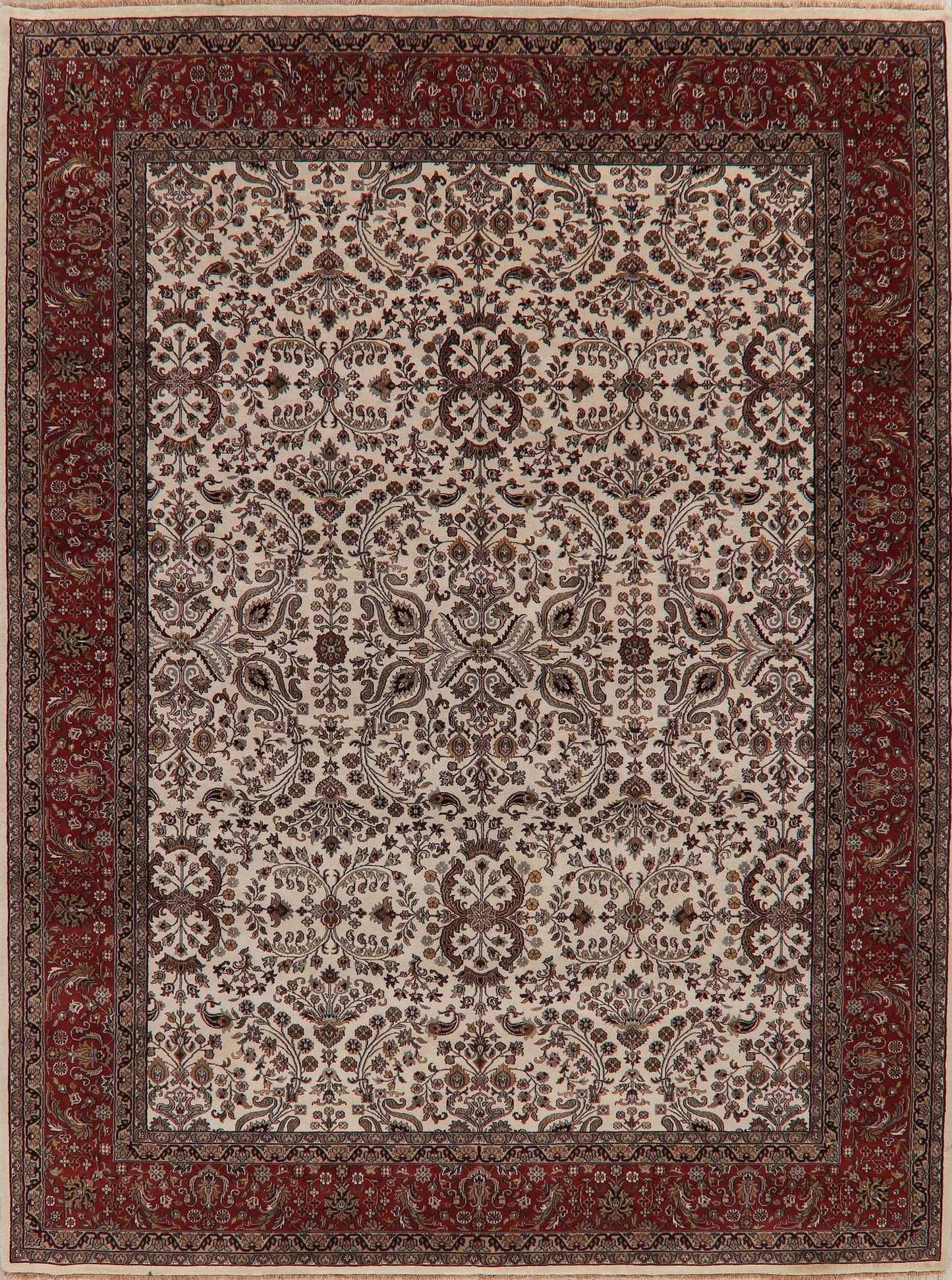 All-Over Floral Ivory Agra Indo Oriental Area Rug 9x12