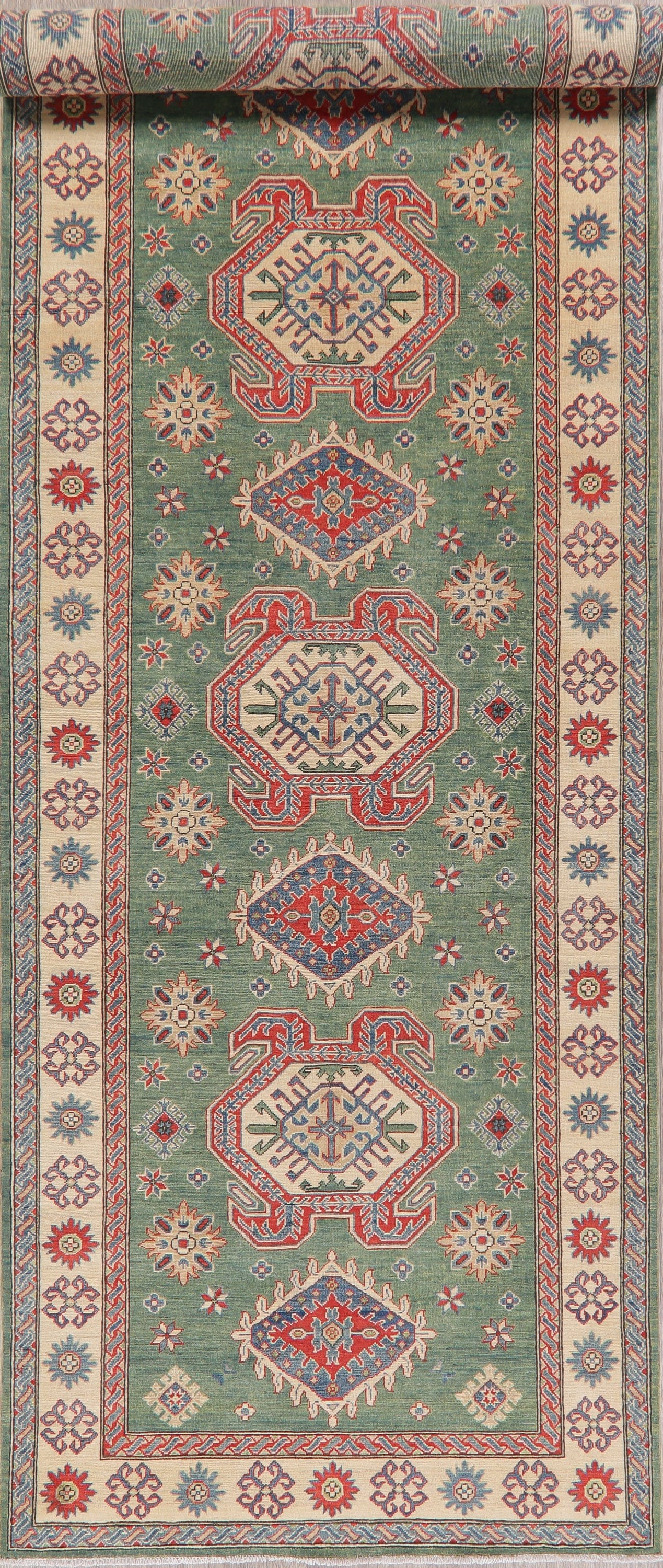 Green Super Kazak-Chechen Oriental Rug 5x20 Runner