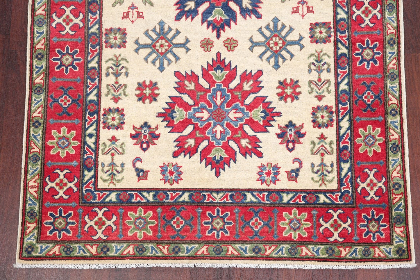 Ivory Super Kazak-Chechen Oriental Rug 4x6