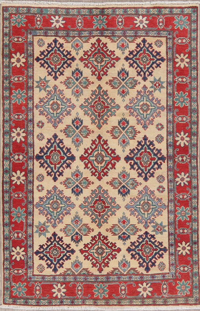 Geometric Super Kazak-Chechen Oriental Rug 4x6