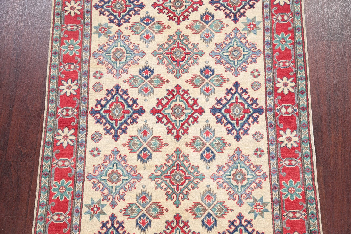 Geometric Super Kazak-Chechen Oriental Rug 4x6