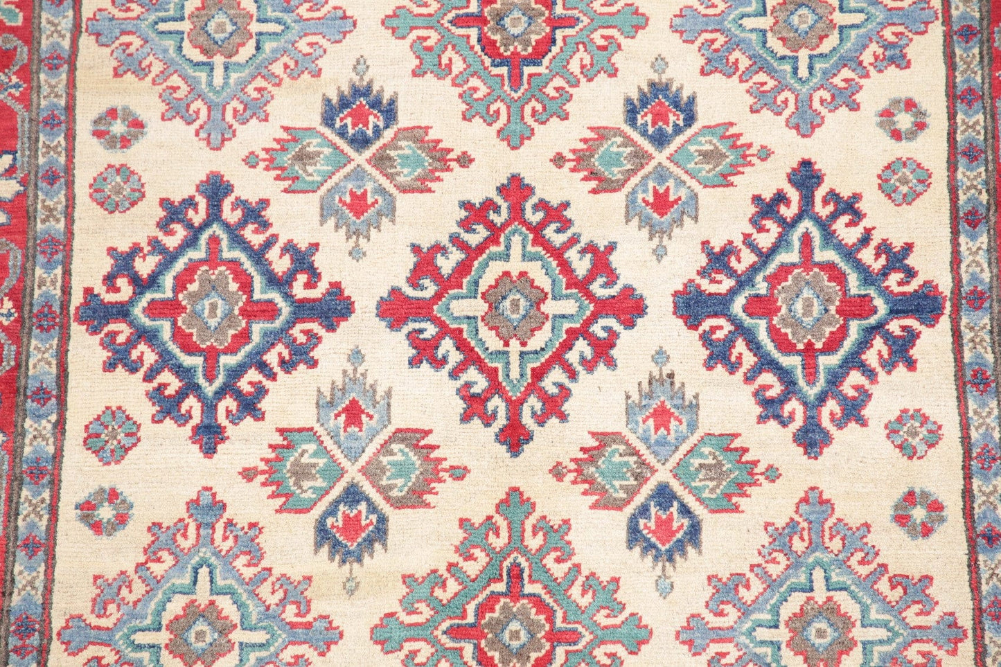 Geometric Super Kazak-Chechen Oriental Rug 4x6