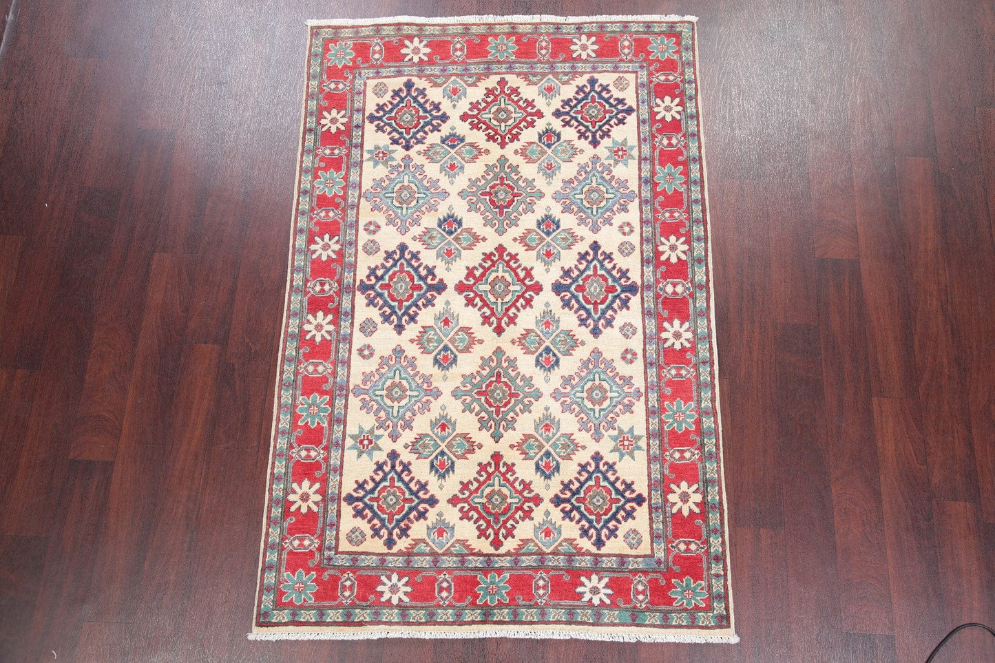 Geometric Super Kazak-Chechen Oriental Rug 4x6