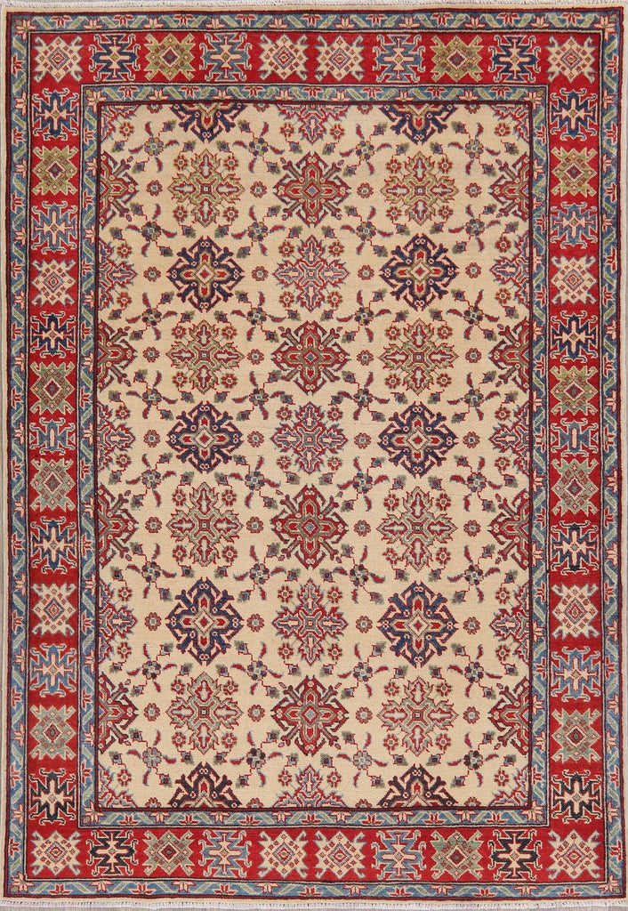 Ivory Super Kazak-Chechen Oriental Area Rug 5x8