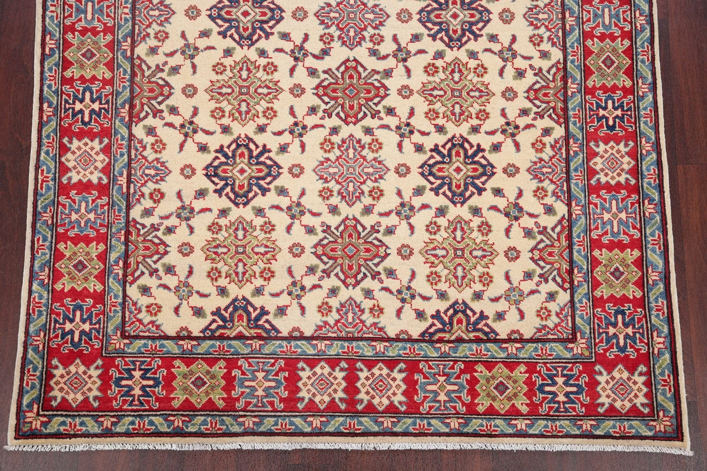 Ivory Super Kazak-Chechen Oriental Area Rug 5x8