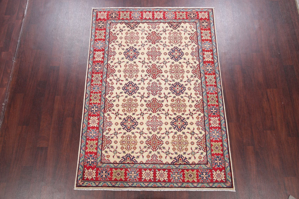 Ivory Super Kazak-Chechen Oriental Area Rug 5x8