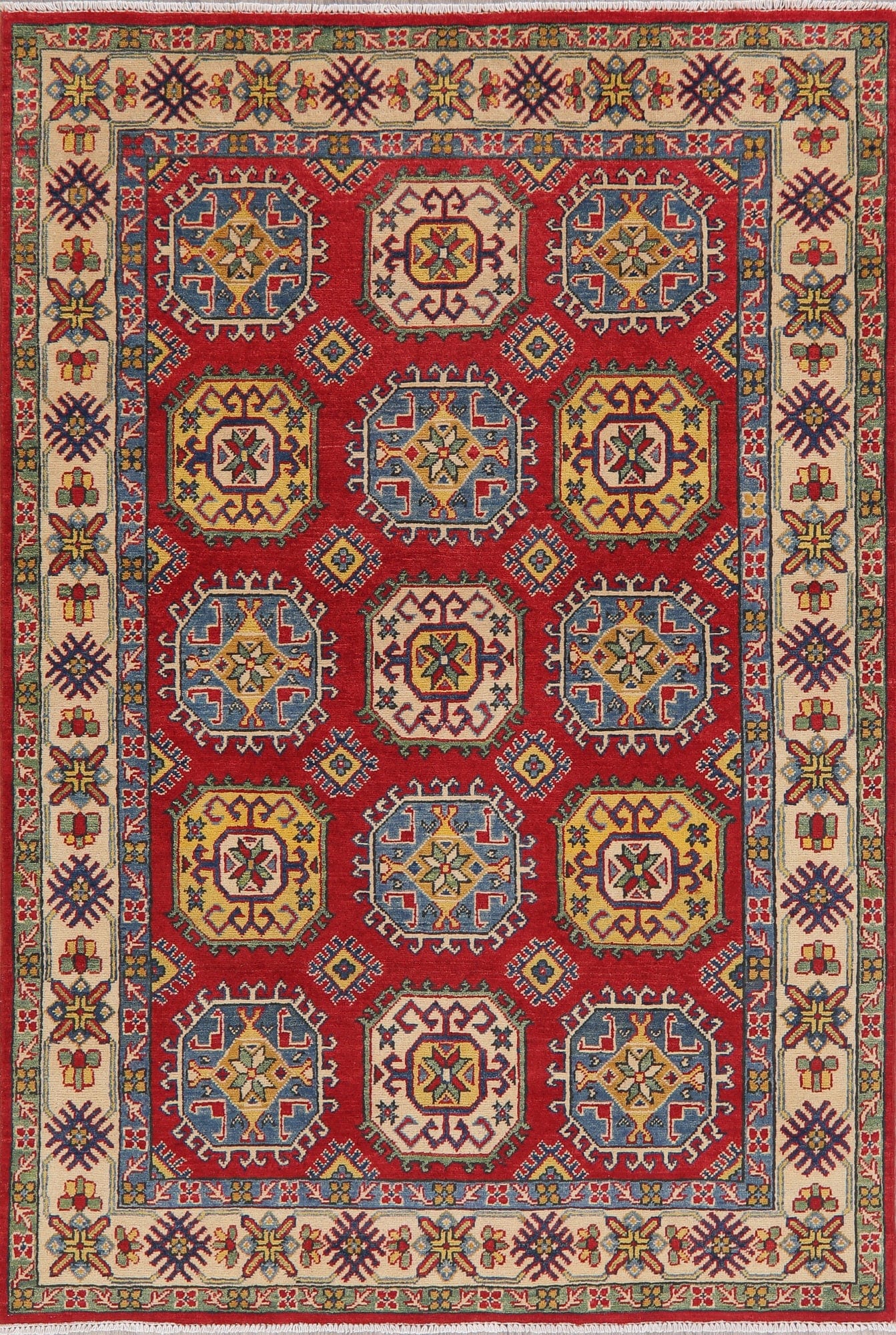 Red Super Kazak-Chechen Oriental Area Rug 5x7