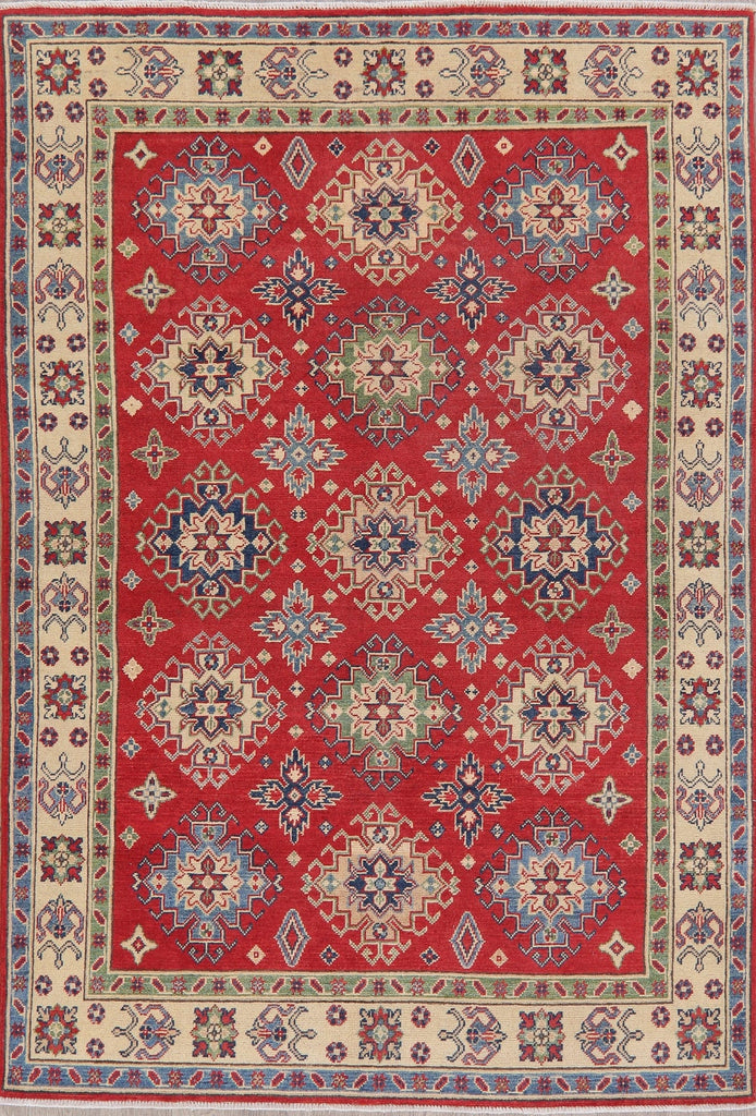 Red Geometric Super Kazak-Chechen Oriental Rug 5x7