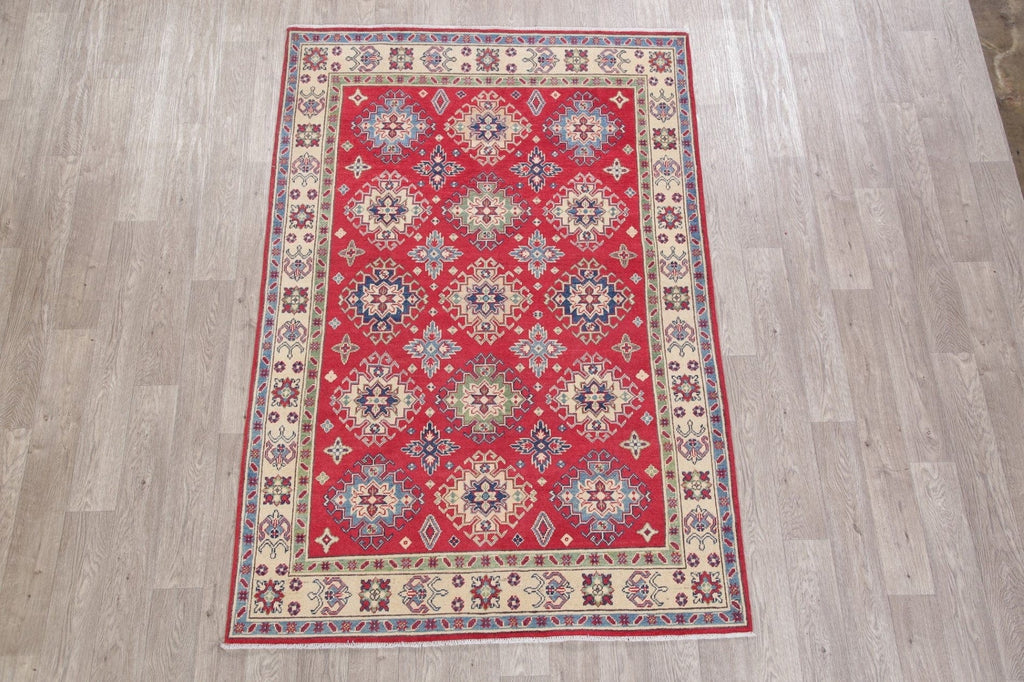 Red Geometric Super Kazak-Chechen Oriental Rug 5x7