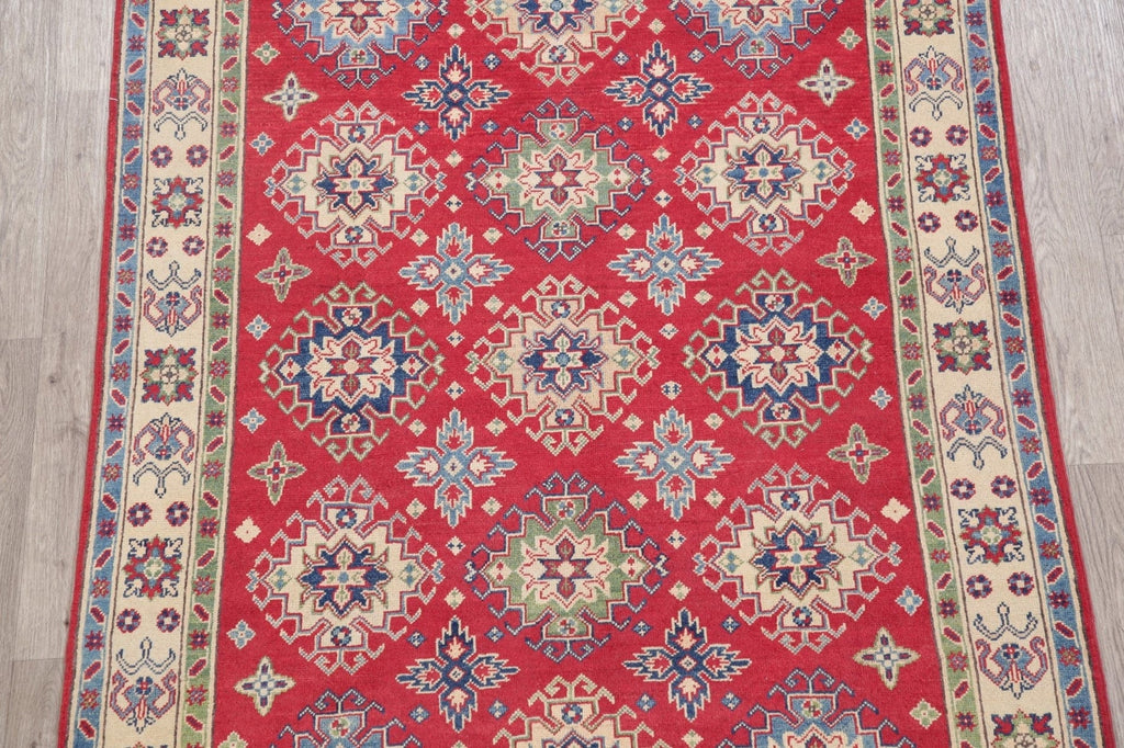 Red Geometric Super Kazak-Chechen Oriental Rug 5x7