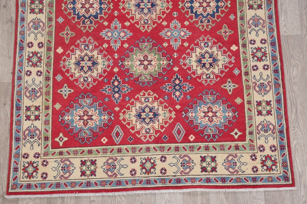 Red Geometric Super Kazak-Chechen Oriental Rug 5x7