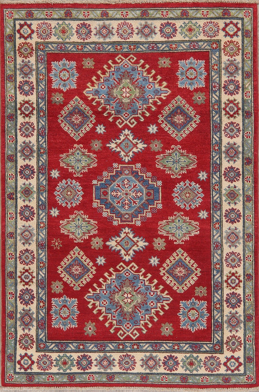 Red Super Kazak-Chechen Oriental Rug 4x6