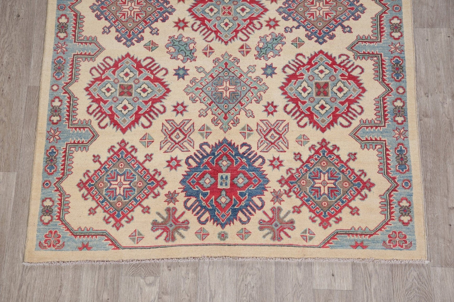 Ivory Super Kazak-Chechen Oriental Rug 5x7