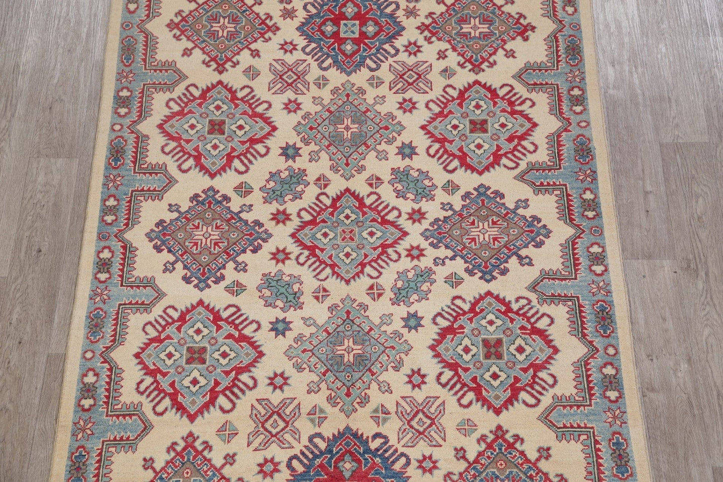 Ivory Super Kazak-Chechen Oriental Rug 5x7