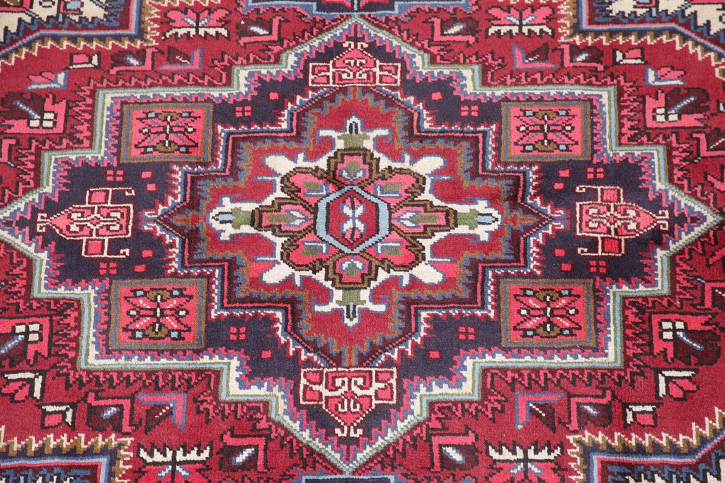 Geometric Red Heriz Persian Wool Rug 5x6