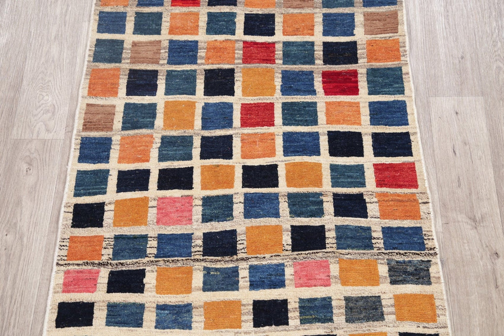 Checked Multi-Color Gabbeh Shiraz Persian Rug 3x5