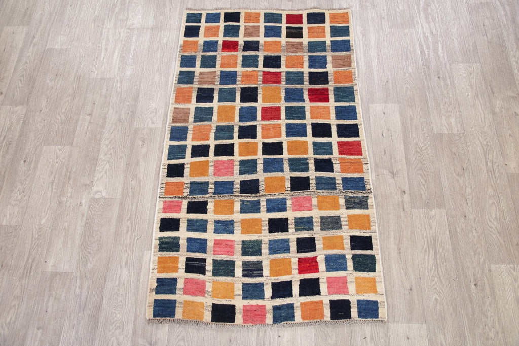 Checked Multi-Color Gabbeh Shiraz Persian Rug 3x5