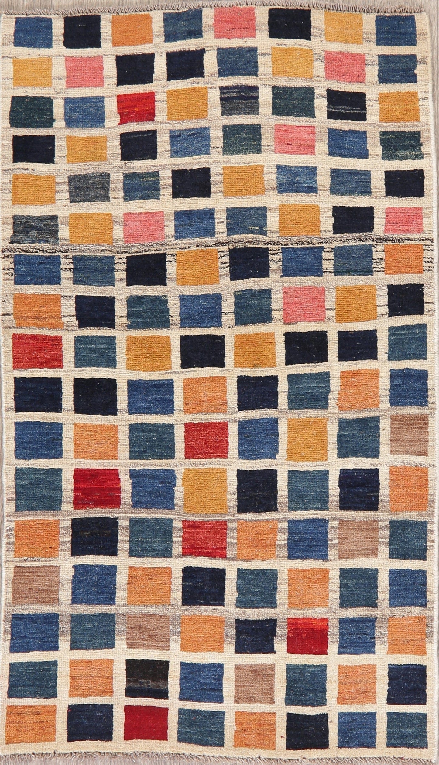 Checked Multi-Color Gabbeh Shiraz Persian Rug 3x5