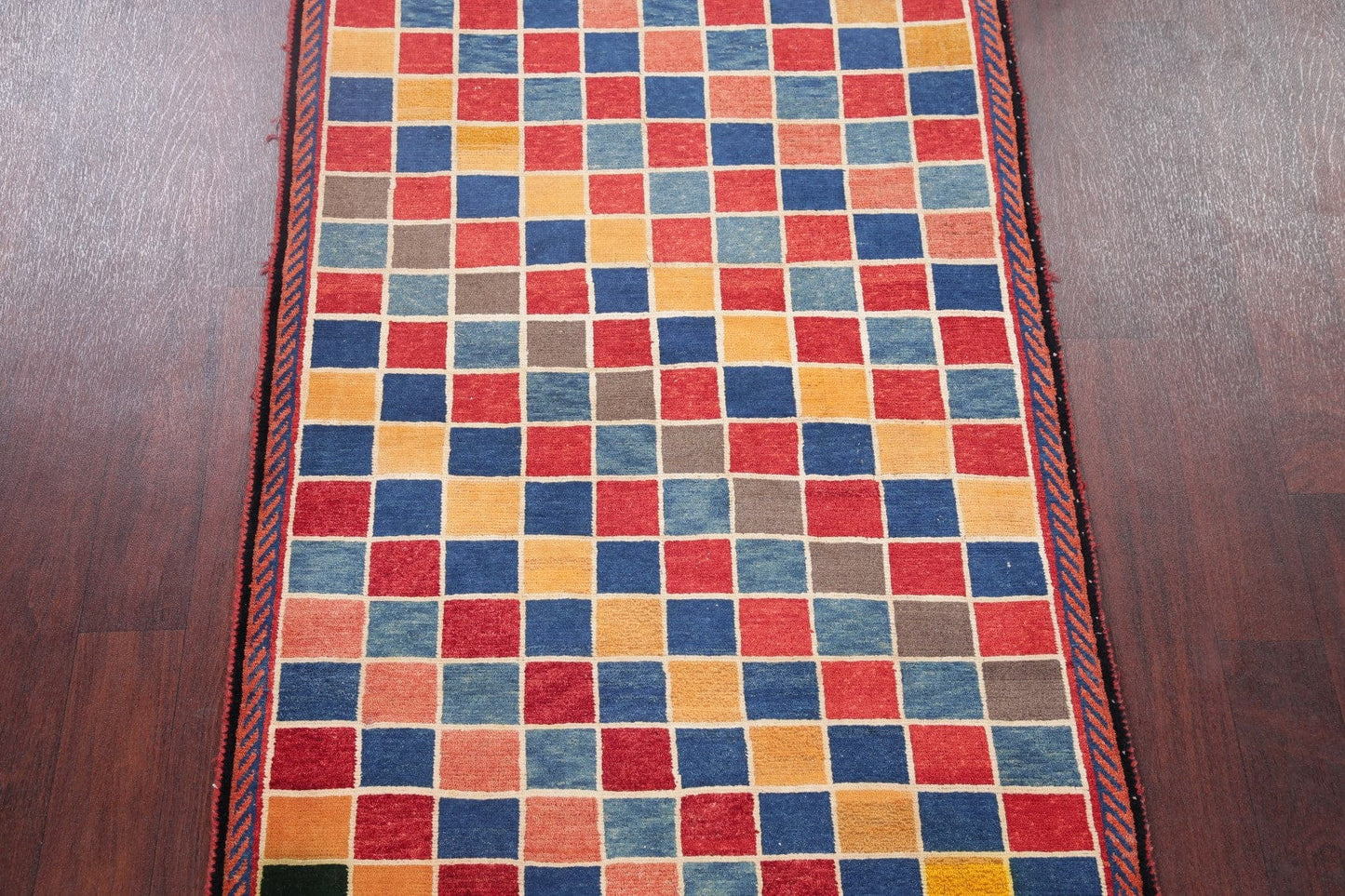 Checked Multi-Color Gabbeh Shiraz Persian Wool Rug 4x6