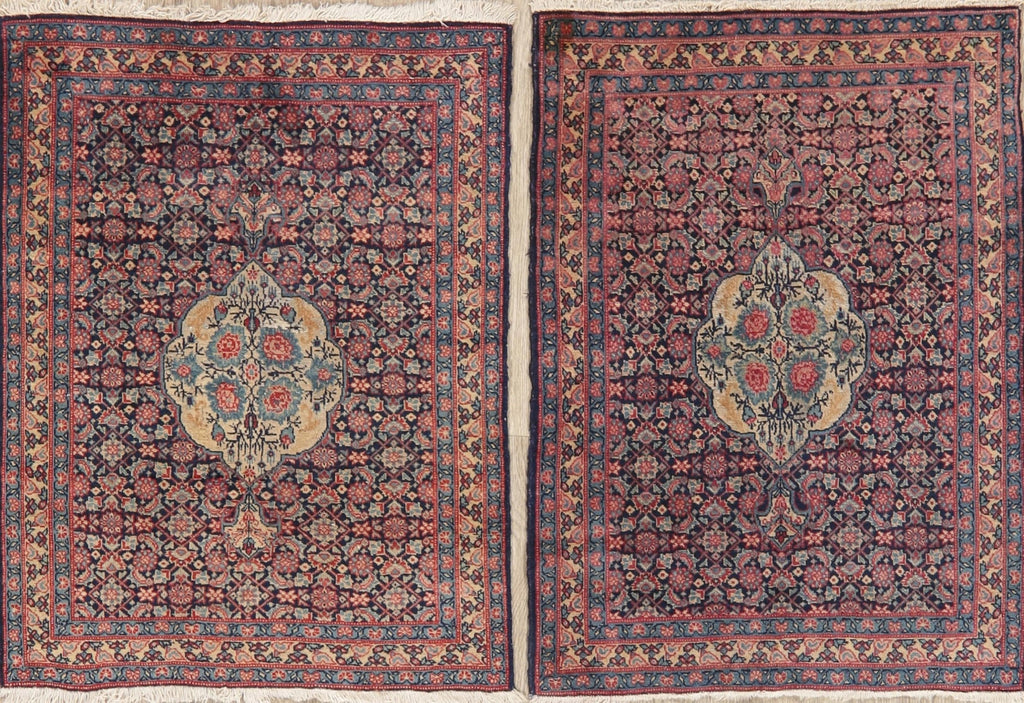 Set of 2 Vegetable Dye Antique Tabriz Persian Rug 3x3 Square