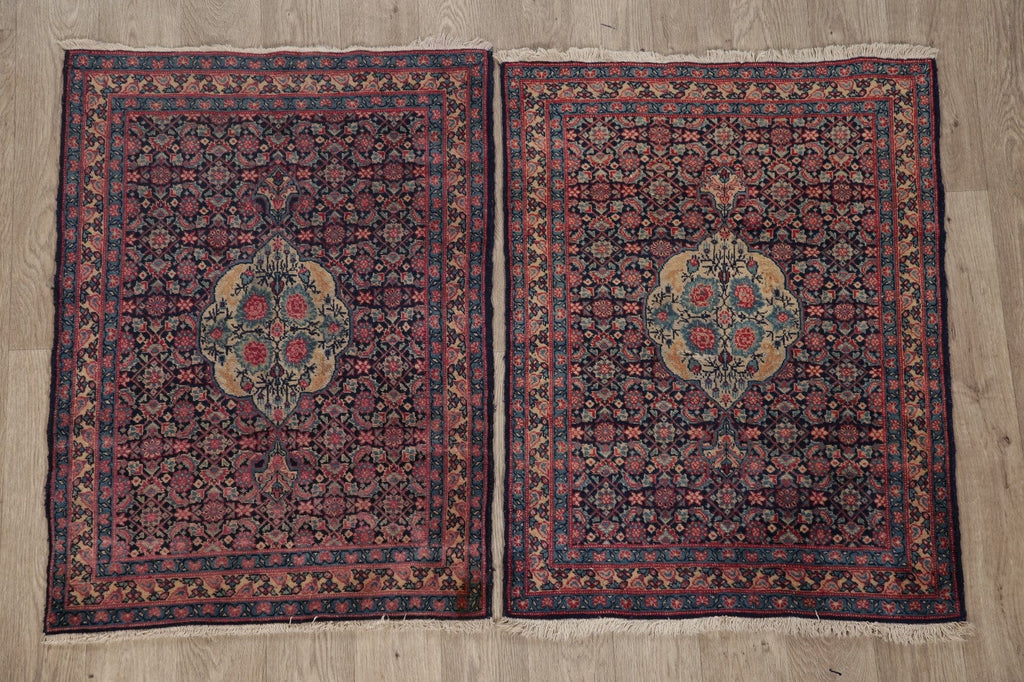 Set of 2 Vegetable Dye Antique Tabriz Persian Rug 3x3 Square