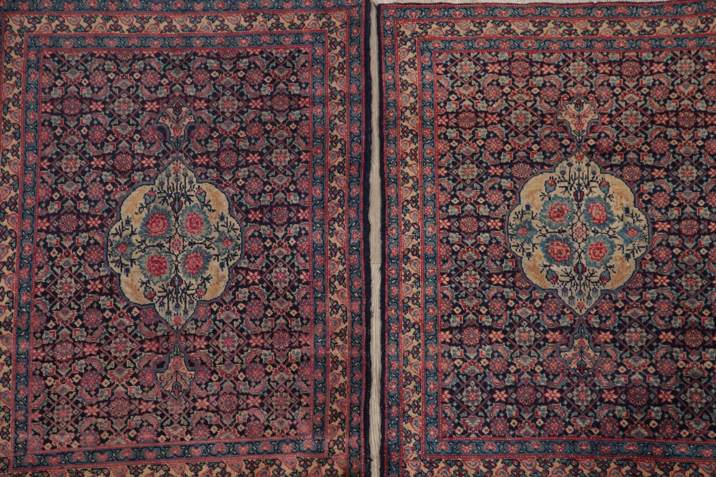 Set of 2 Vegetable Dye Antique Tabriz Persian Rug 3x3 Square