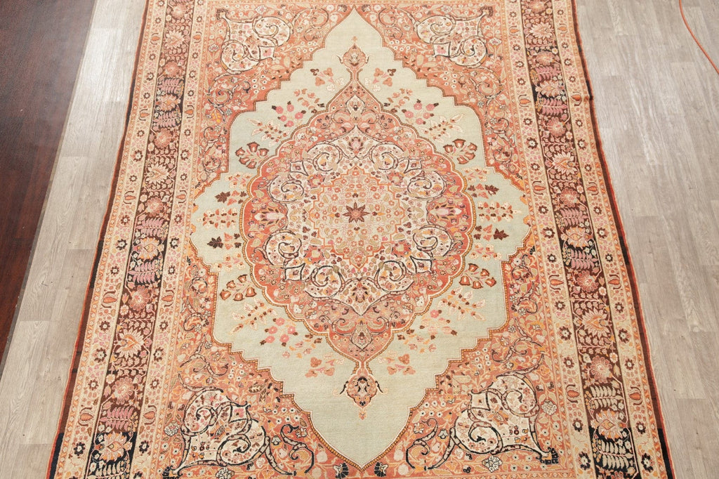 Pre-1900 Vegetable Dye Tabriz Haj Jalili Persian Rug 9x13