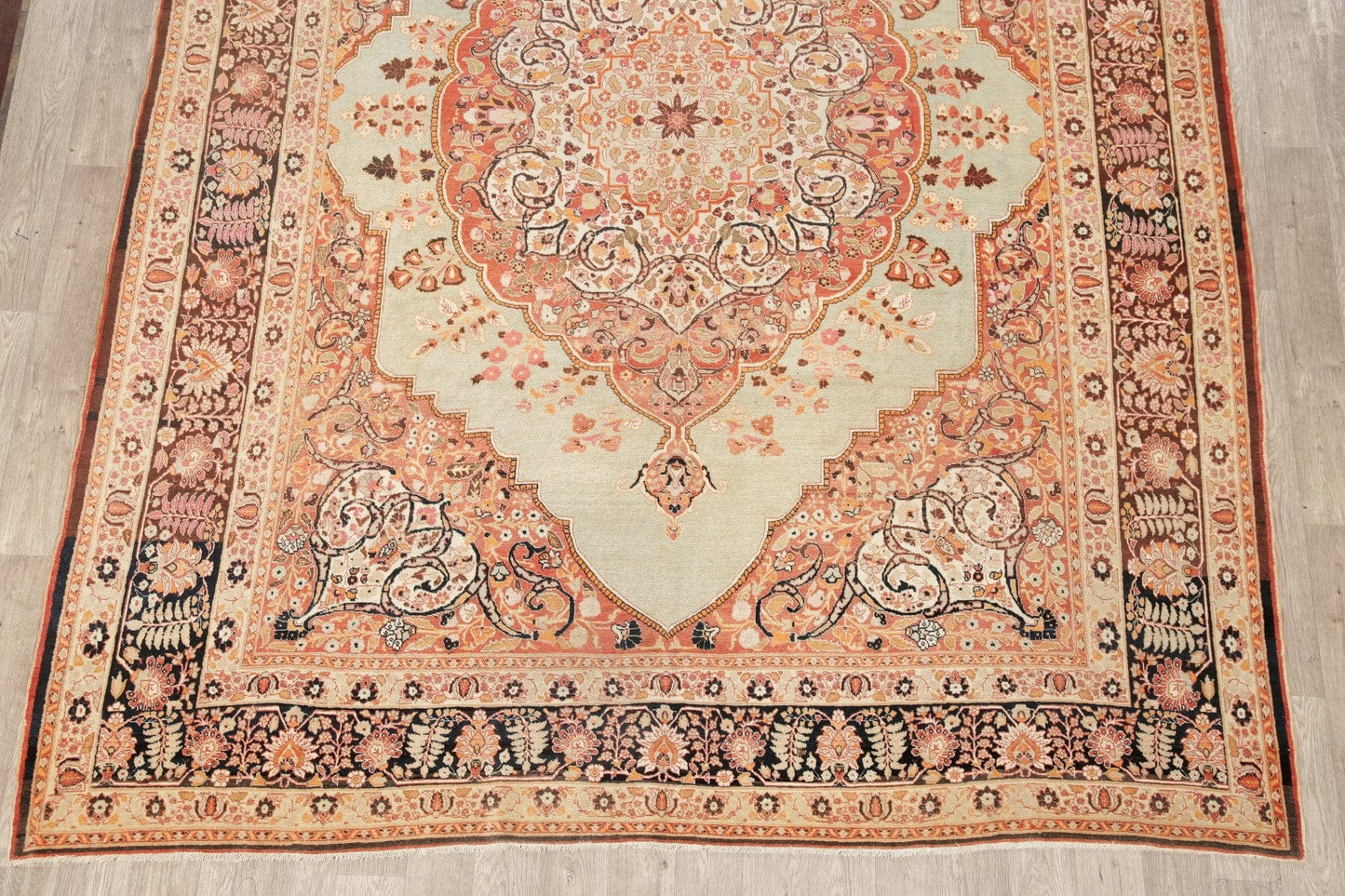 Pre-1900 Vegetable Dye Tabriz Haj Jalili Persian Rug 9x13