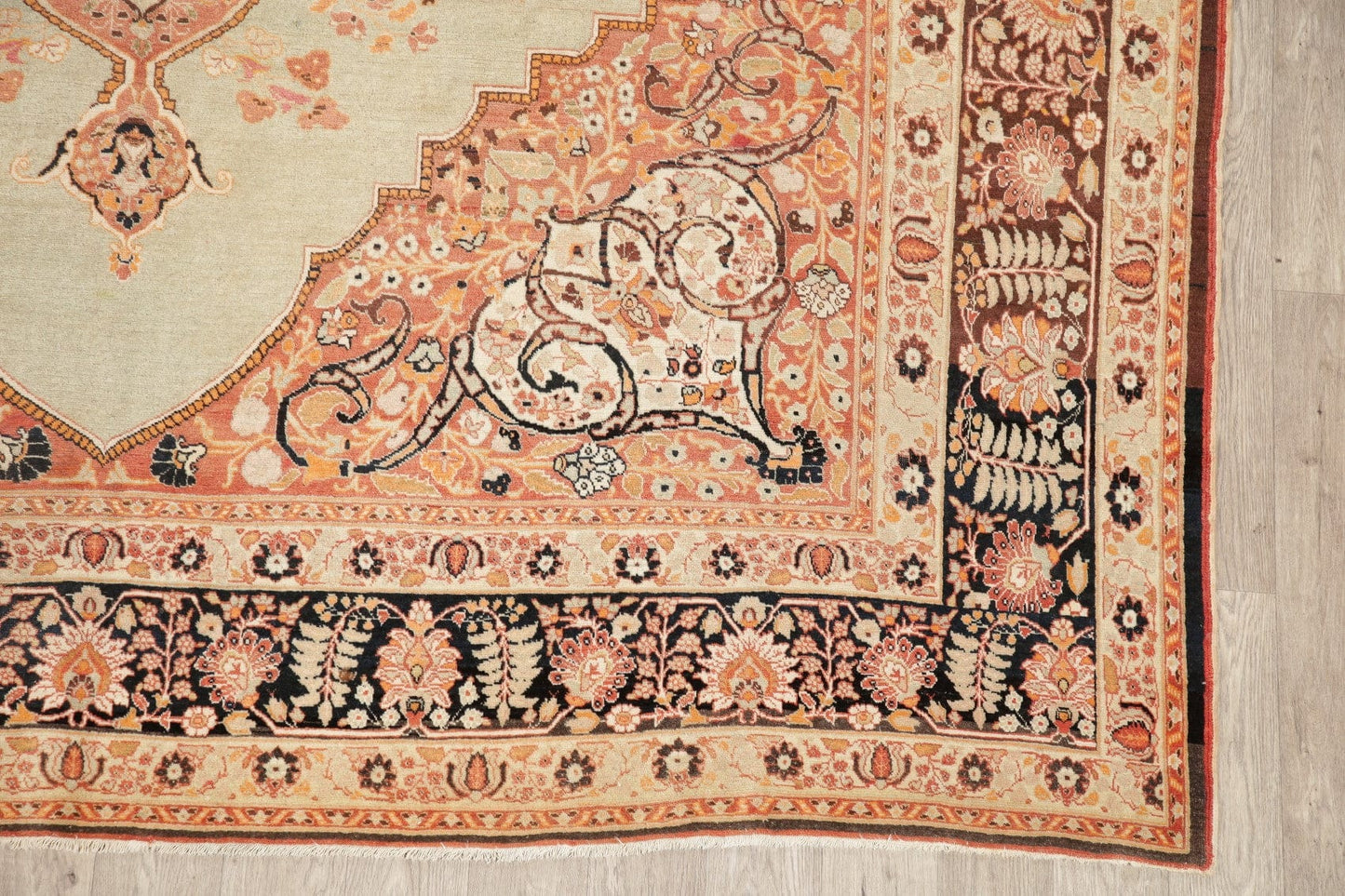 Pre-1900 Vegetable Dye Tabriz Haj Jalili Persian Rug 9x13