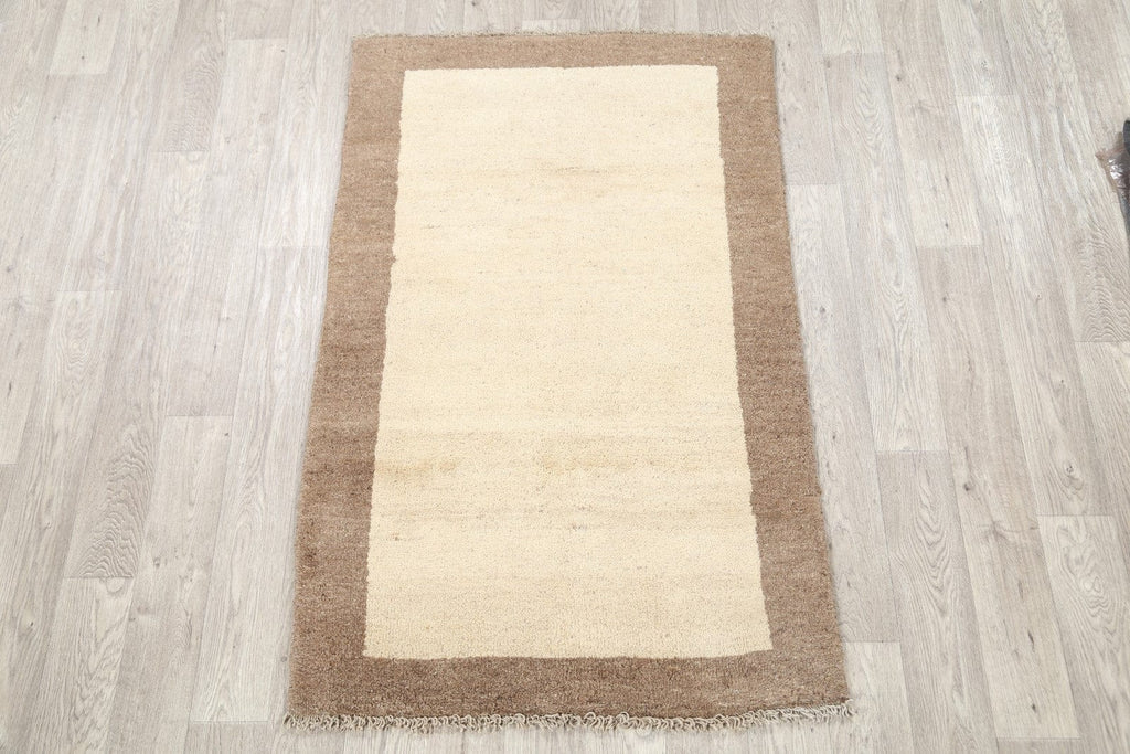 Bordered Solid 3x5 Gabbeh Shiraz Persian Area Rug