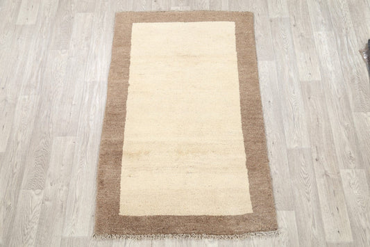 Bordered Solid 3x5 Gabbeh Shiraz Persian Area Rug