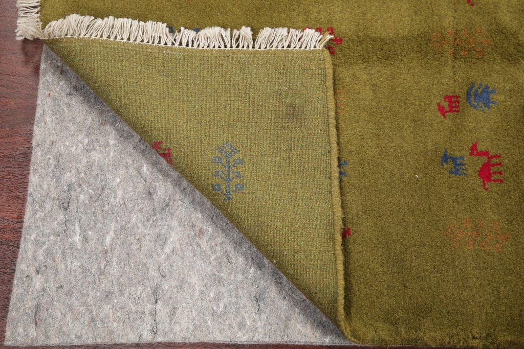 Green Tribal Gabbeh Shiraz Persian Wool Rug 3x5