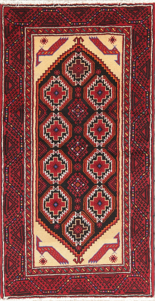 Geometric Balouch Afghan Oriental Rug 3x6