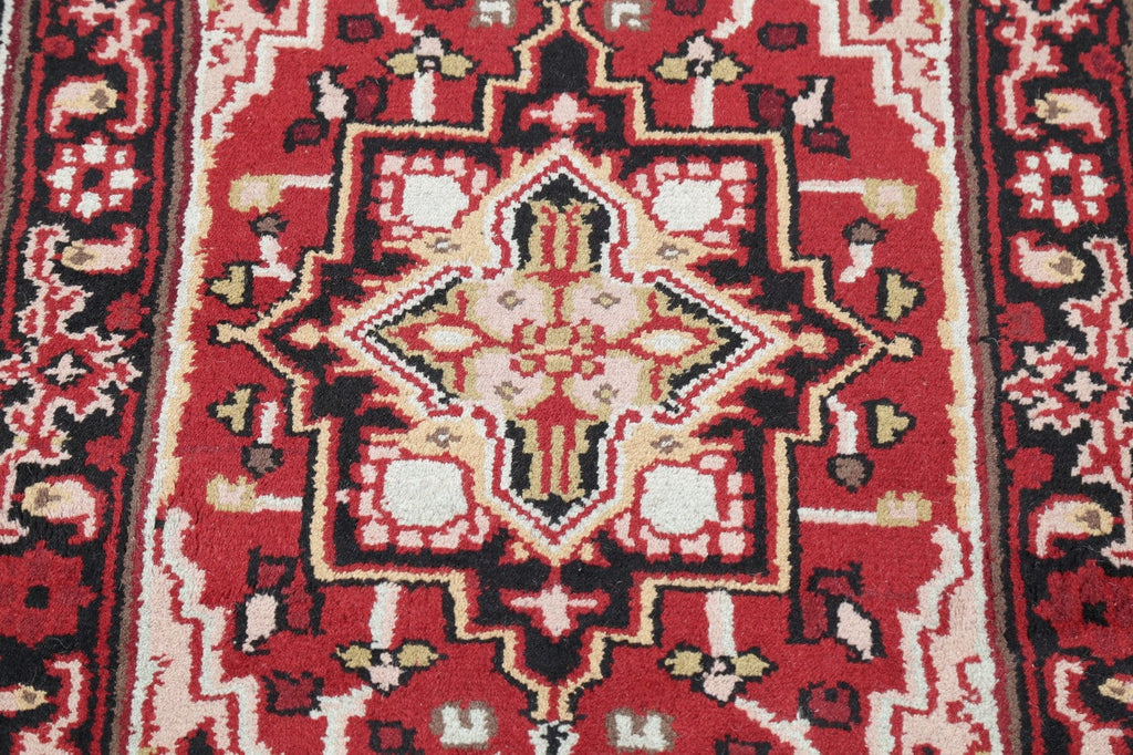 Geometric Red Heriz Indian Wool Rug 3x5