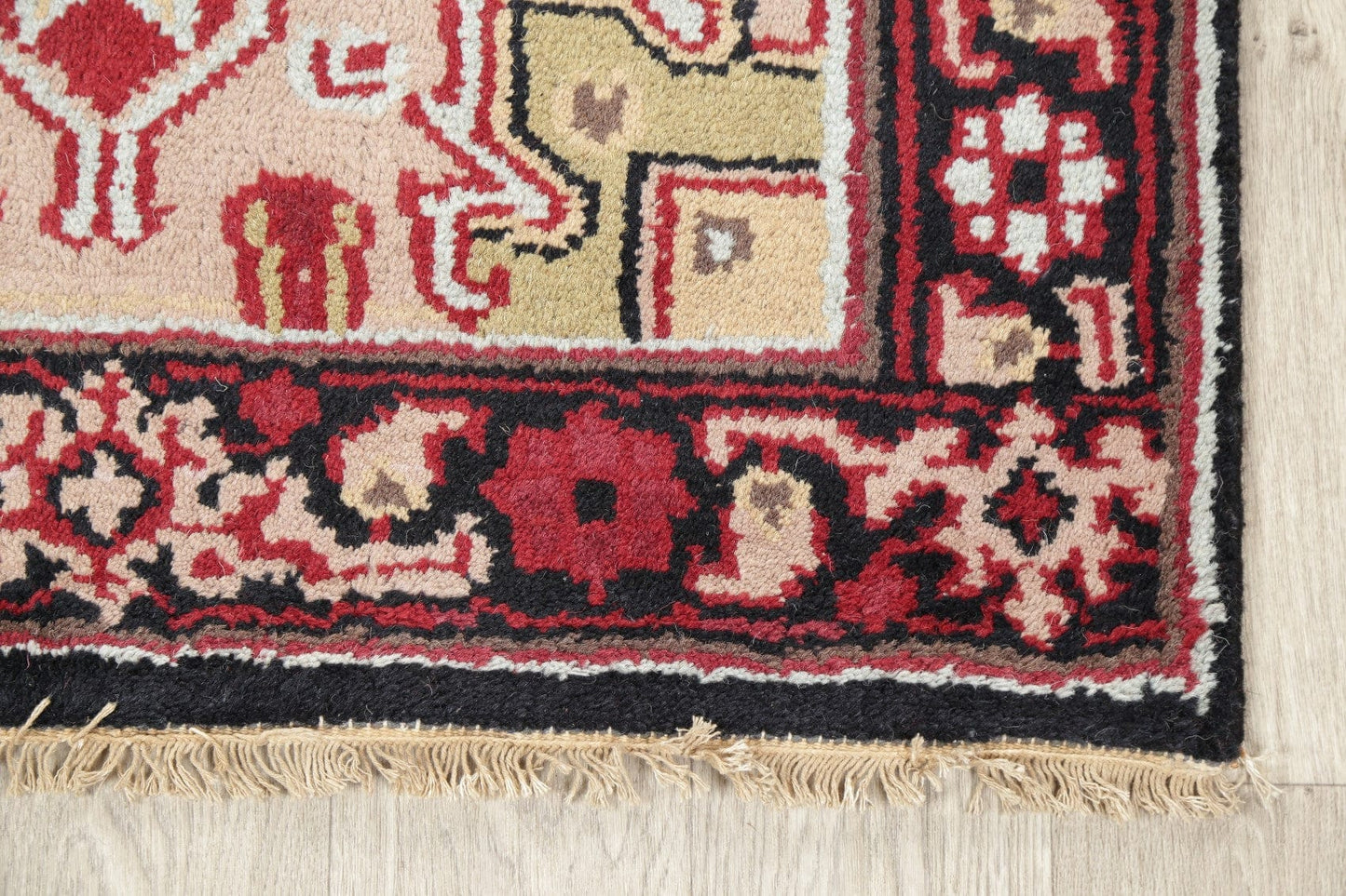 Geometric Red Heriz Indian Wool Rug 3x5