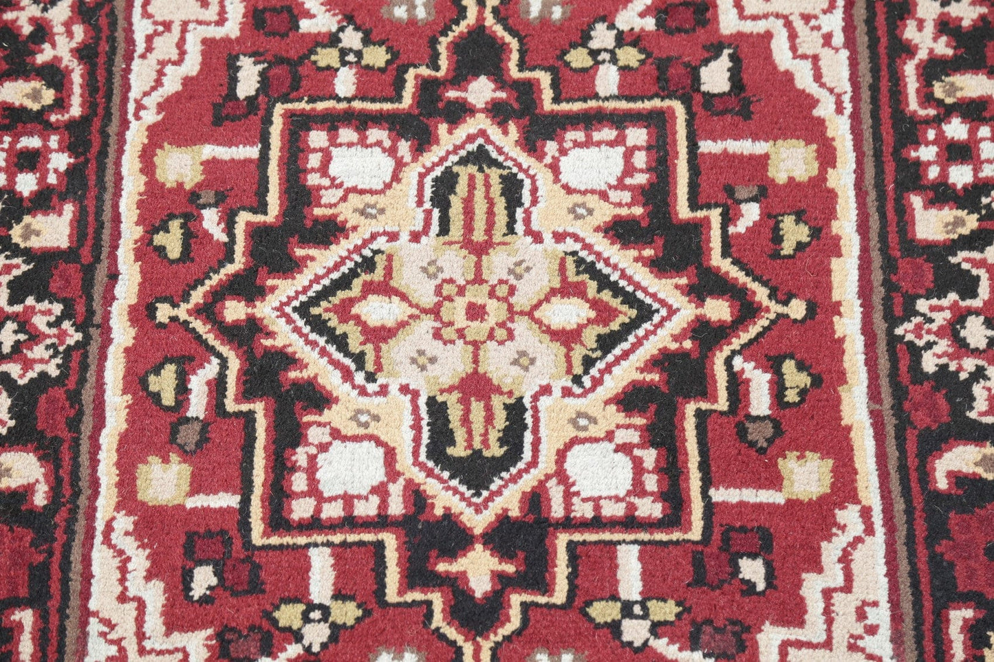 Geometric Red Heriz Indian Wool Rug 3x5