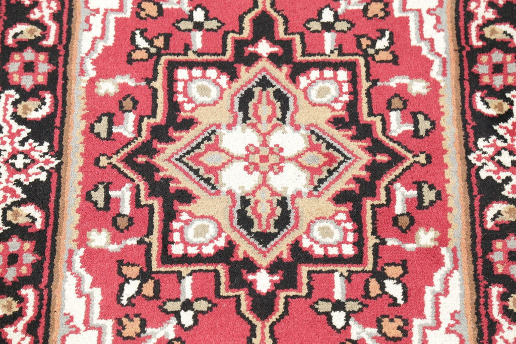 Geometric Red Heriz Indian Wool Rug 3x5